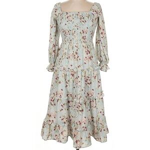 BCBGeneration Floral Long Sleeve Dress - Cream and Pink